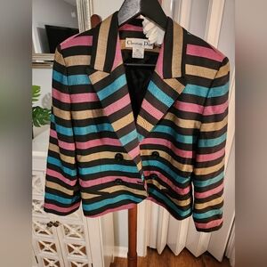 Gorgeous Vintage Christian Dior Striped Blazer Excellent Condition 100% Silk